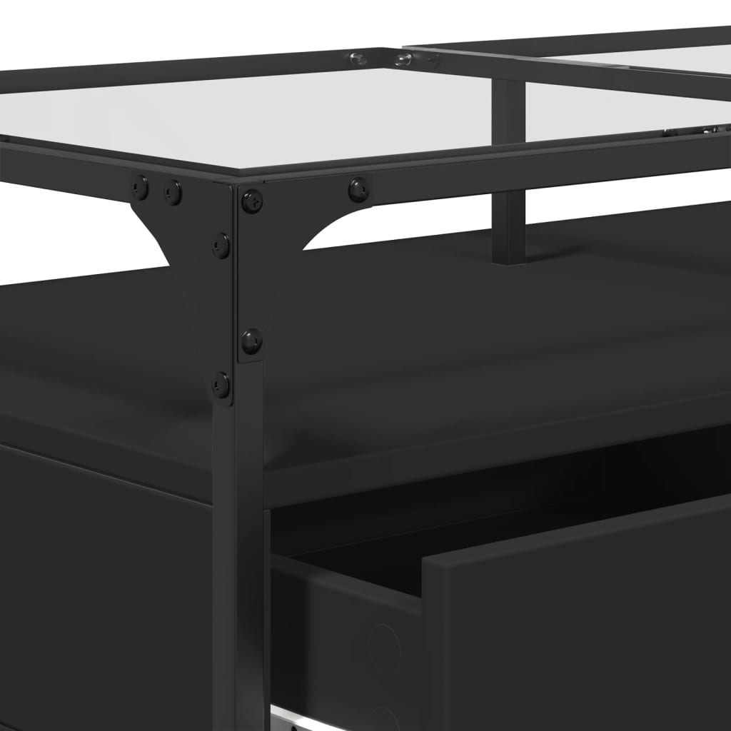 Salontafel met zwart glazen blad 98,5x50x45 cm staal is nu te koop bij PeponiXL, paradijselijk wonen!
