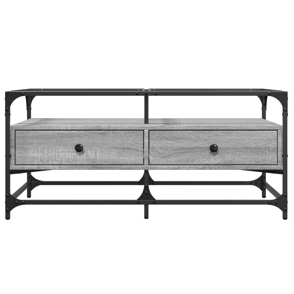 Salontafel met glazen blad 98,5x50x45 cm staal is nu te koop bij PeponiXL, paradijselijk wonen!