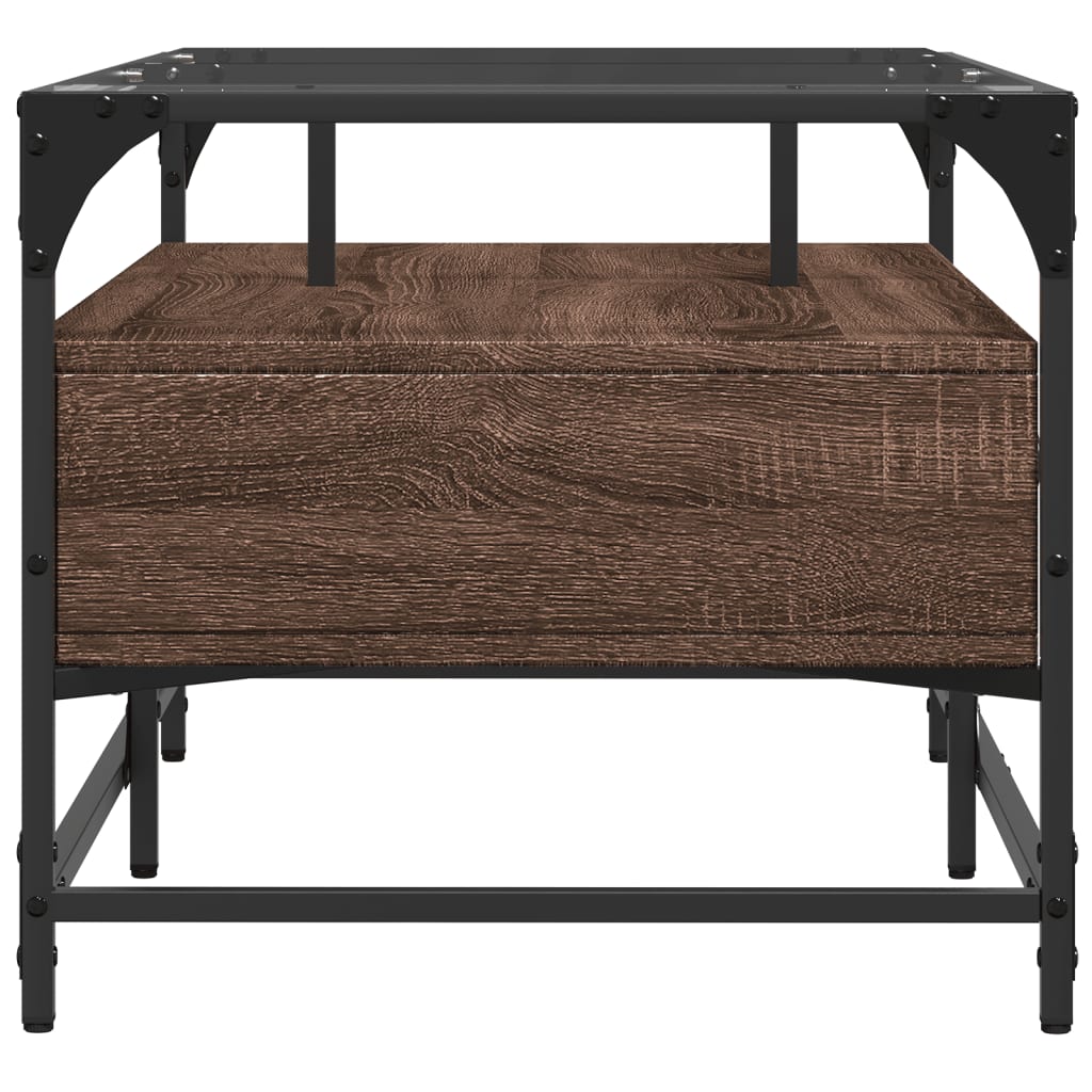 Salontafel met glazen blad 98,5x50x45 cm sonoma eiken staal is nu te koop bij PeponiXL, paradijselijk wonen!