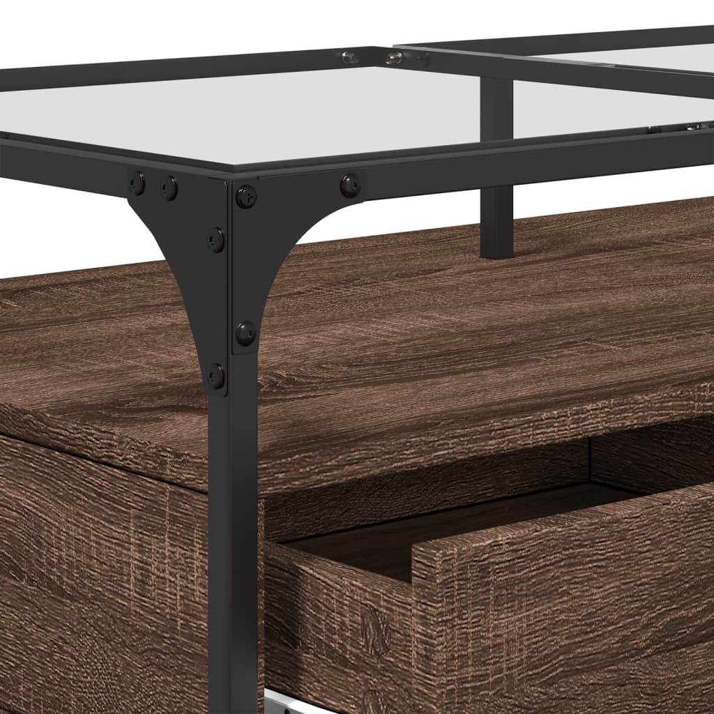 Salontafel met glazen blad 98,5x50x45 cm sonoma eiken staal is nu te koop bij PeponiXL, paradijselijk wonen!
