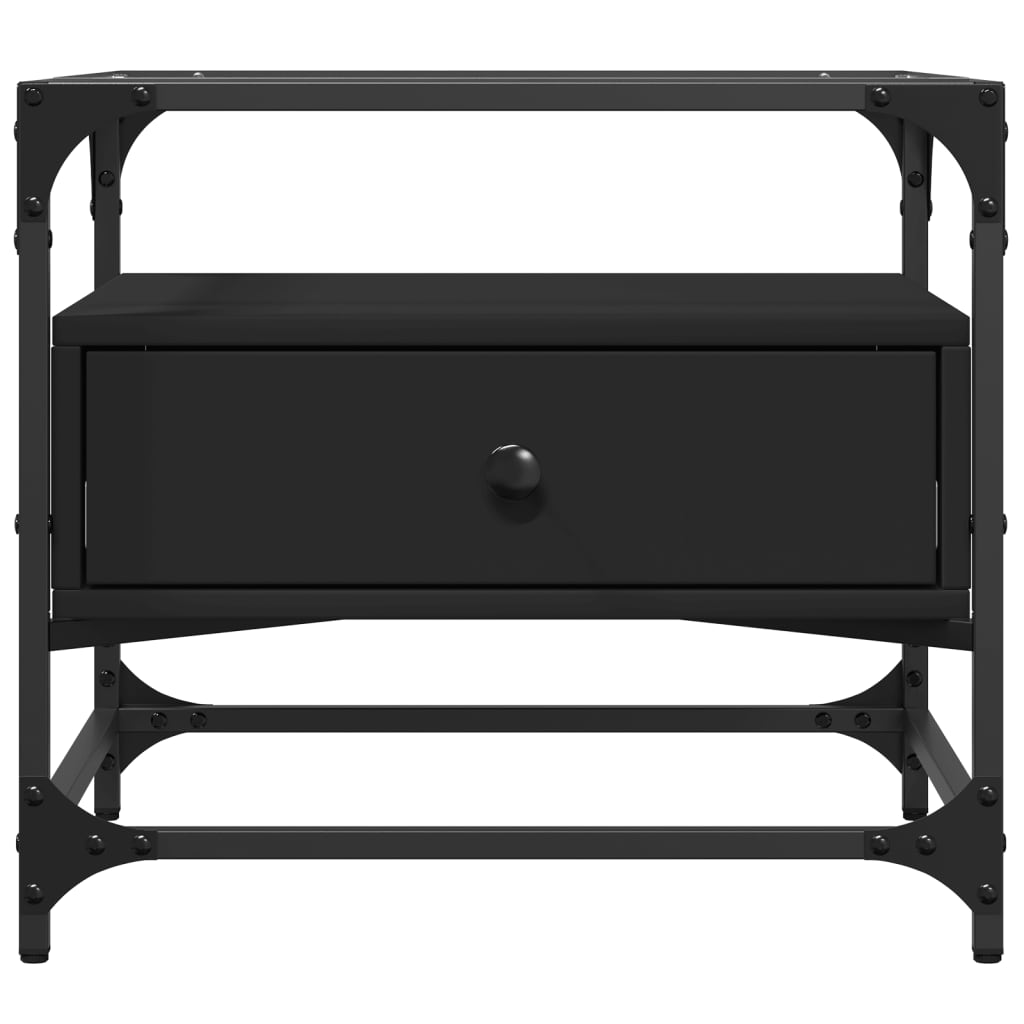 Salontafel met zwart glazen blad 50x50x45 cm staal is nu te koop bij PeponiXL, paradijselijk wonen!