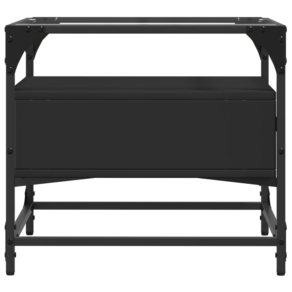 Salontafel met zwart glazen blad 50x50x45 cm staal is nu te koop bij PeponiXL, paradijselijk wonen!