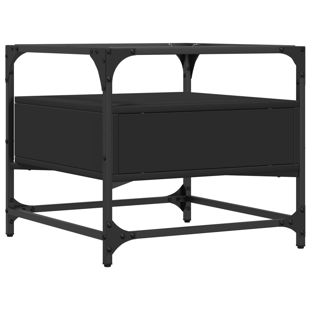 Salontafel met zwart glazen blad 50x50x45 cm staal is nu te koop bij PeponiXL, paradijselijk wonen!