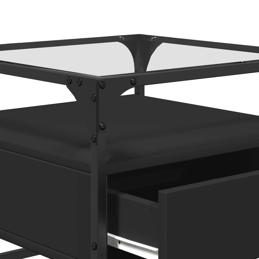 Salontafel met zwart glazen blad 50x50x45 cm staal is nu te koop bij PeponiXL, paradijselijk wonen!