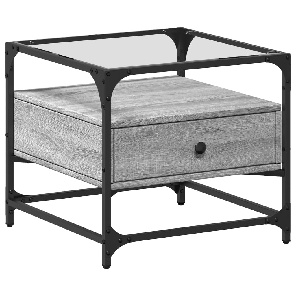 Salontafel met glazen blad 50x50x45 cm staal is nu te koop bij PeponiXL, paradijselijk wonen!