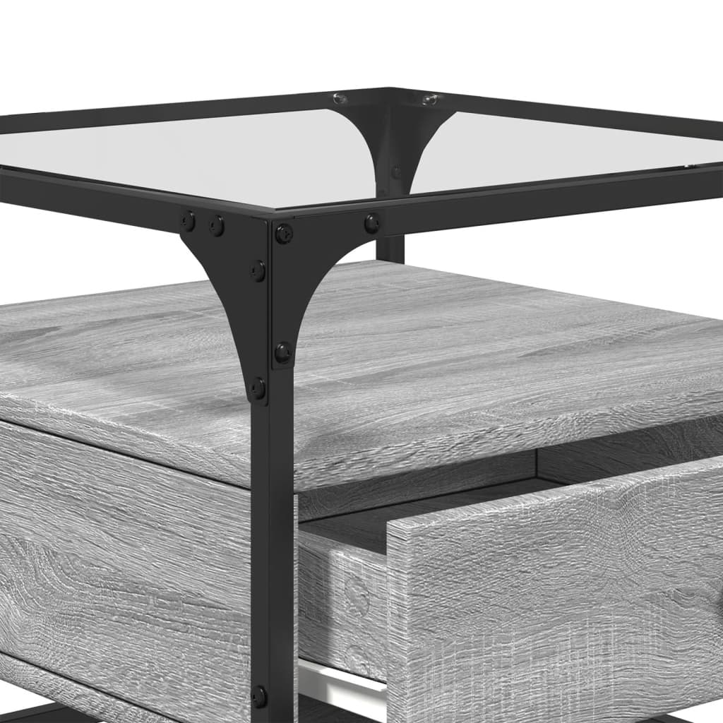 Salontafel met glazen blad 50x50x45 cm staal is nu te koop bij PeponiXL, paradijselijk wonen!