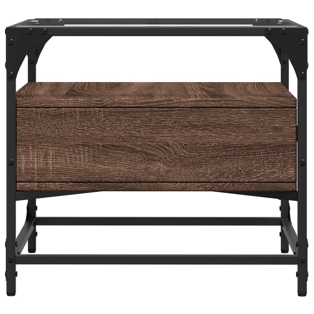 Salontafel met glazen blad 50x50x45 cm bruineiken staal is nu te koop bij PeponiXL, paradijselijk wonen!