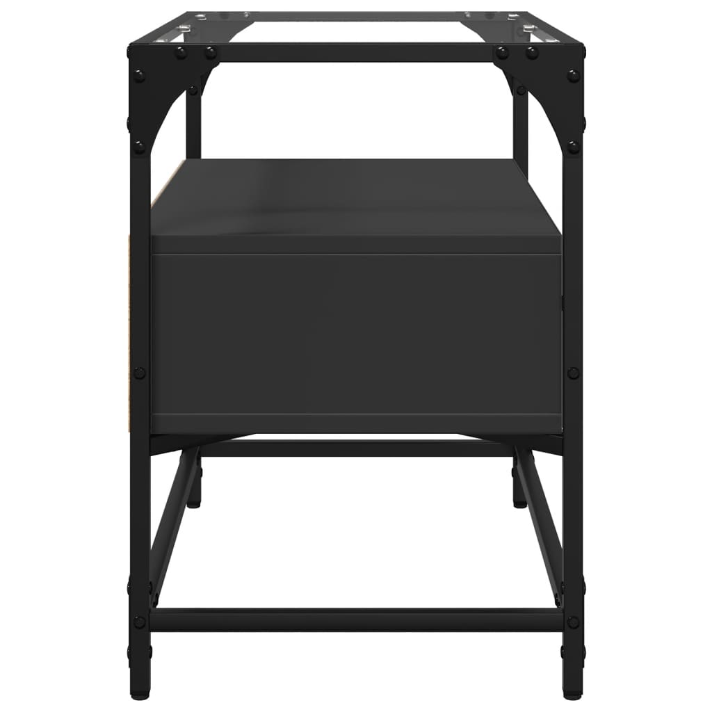Tv-meubel met glazen blad 60x35x51 cm bewerkt hout zwart is nu te koop bij PeponiXL, paradijselijk wonen!