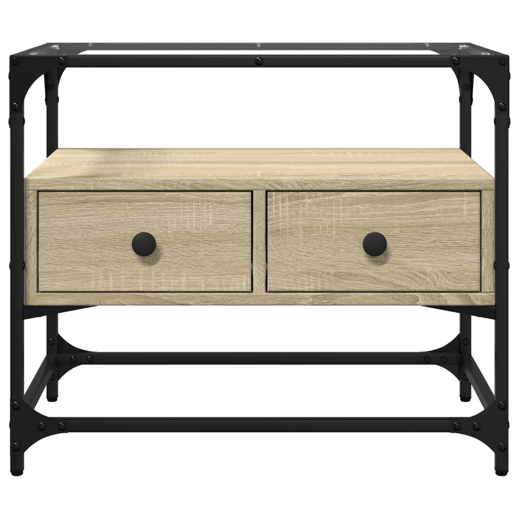 Tv-meubel met glazen blad 60x35x51 cm bewerkt hout sonoma eiken is nu te koop bij PeponiXL, paradijselijk wonen!
