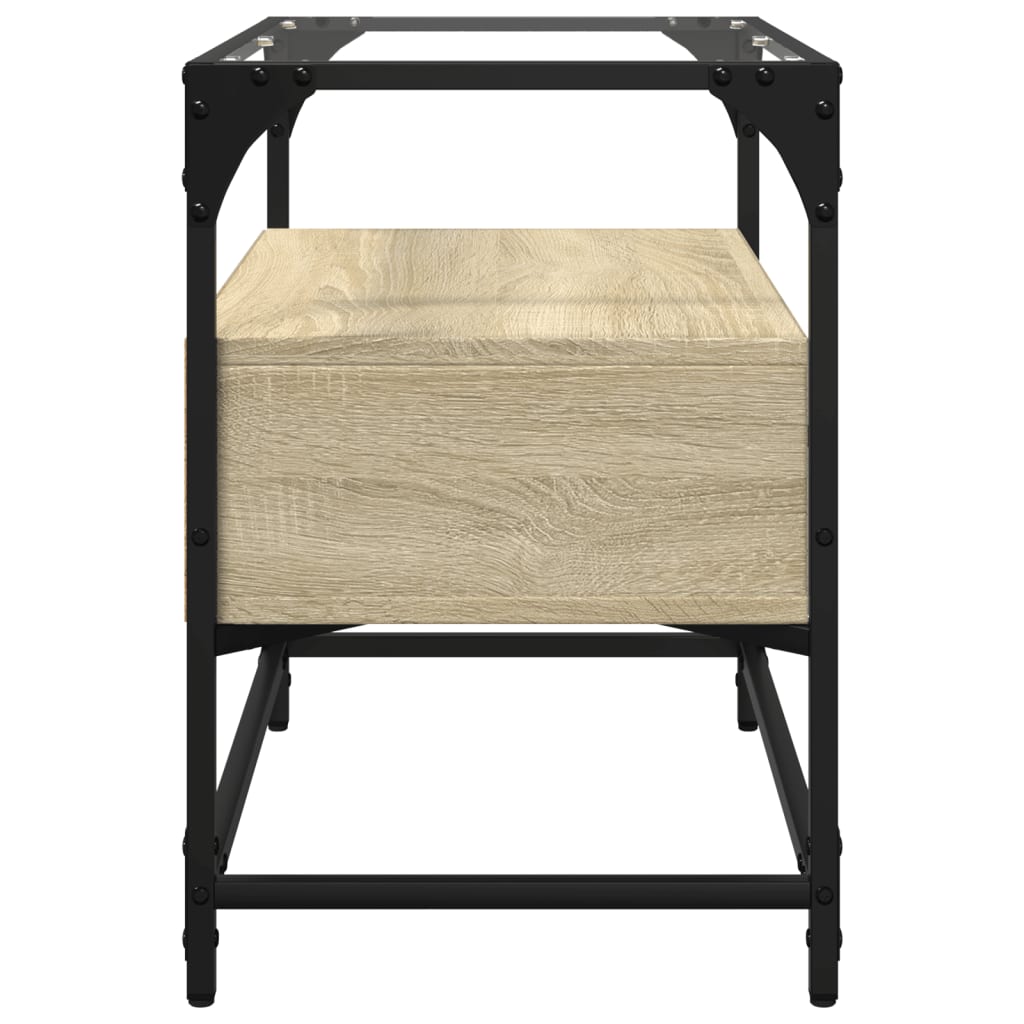 Tv-meubel met glazen blad 60x35x51 cm bewerkt hout sonoma eiken is nu te koop bij PeponiXL, paradijselijk wonen!