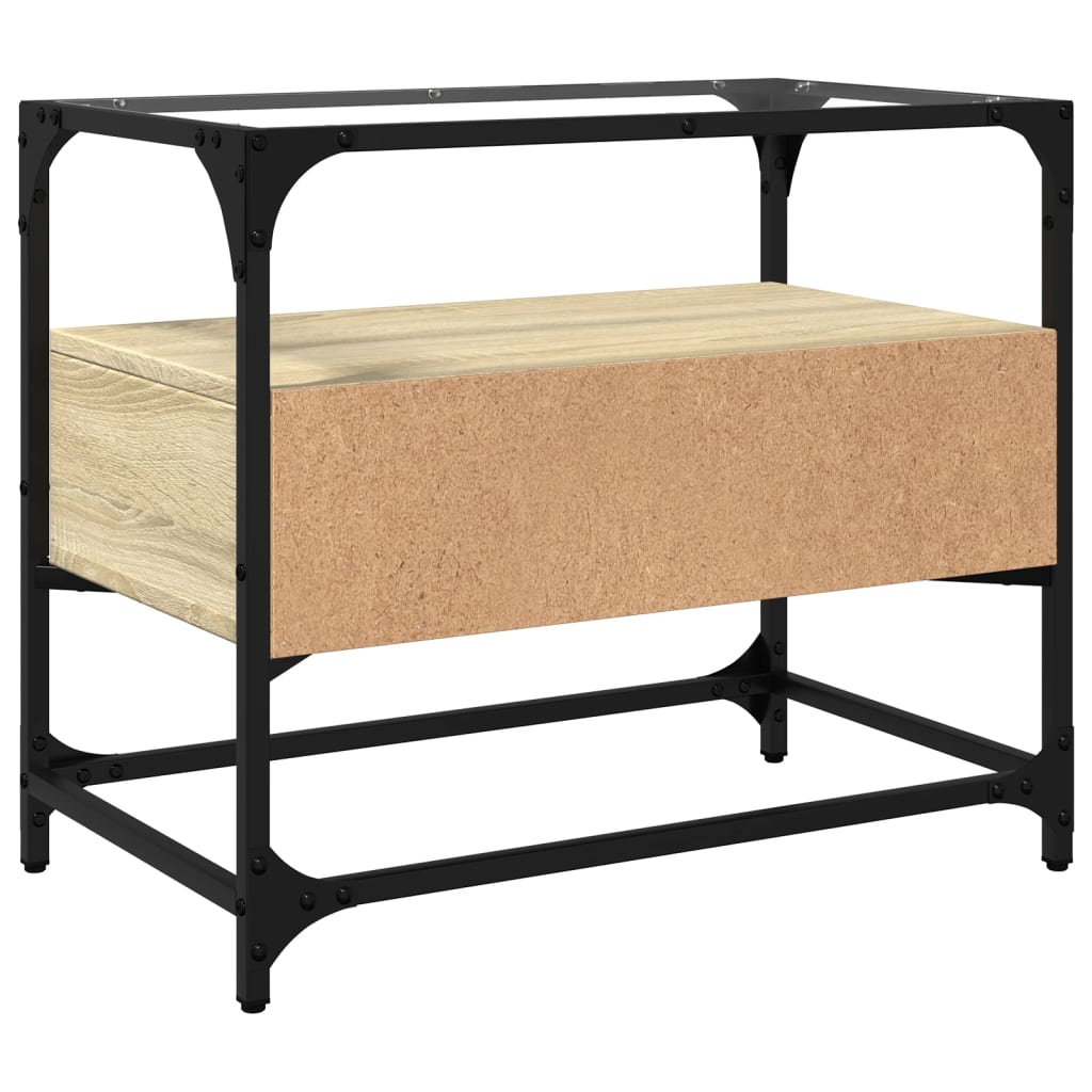Tv-meubel met glazen blad 60x35x51 cm bewerkt hout sonoma eiken is nu te koop bij PeponiXL, paradijselijk wonen!