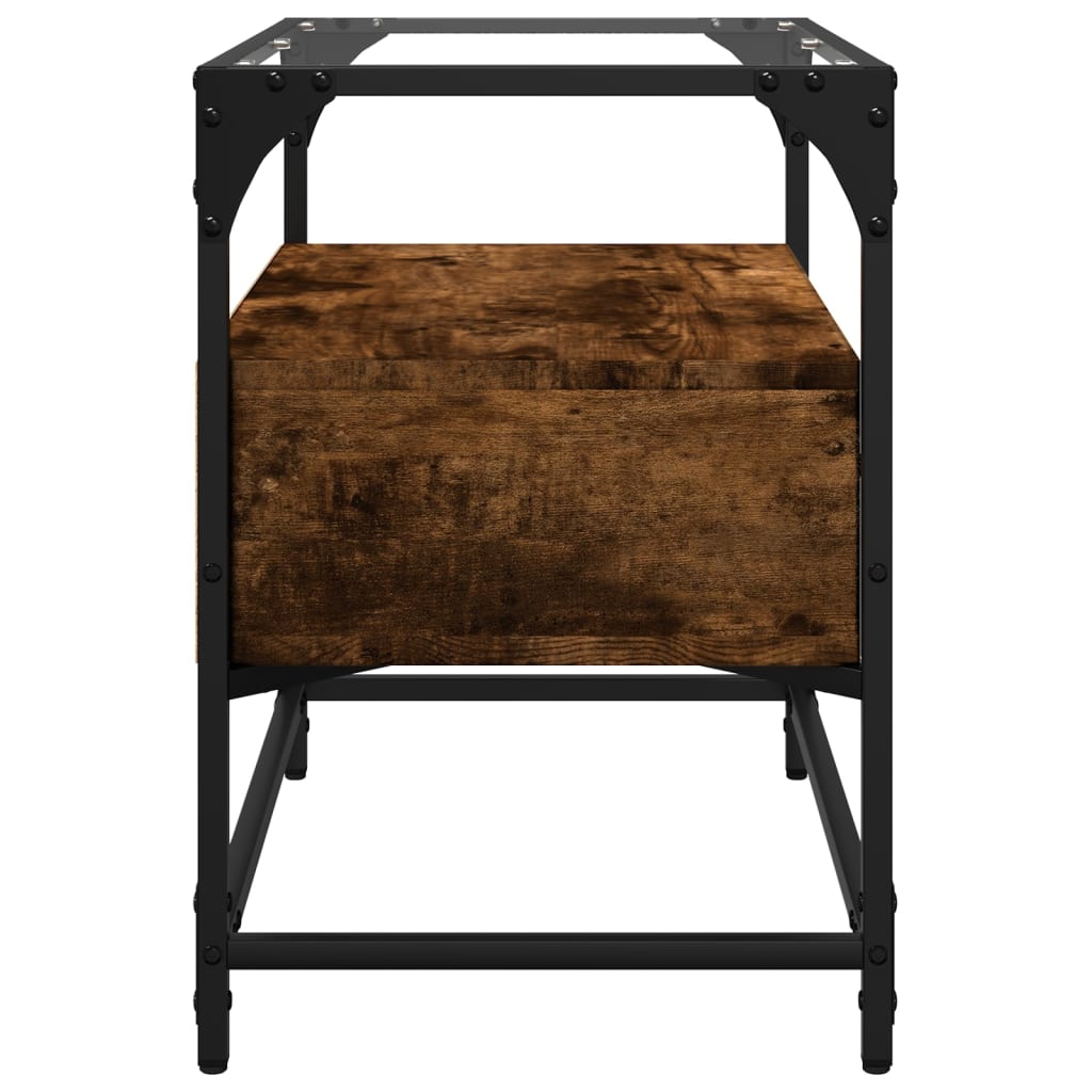 Tv-meubel met glazen blad 60x35x51 cm hout gerookt eikenkleurig is nu te koop bij PeponiXL, paradijselijk wonen!