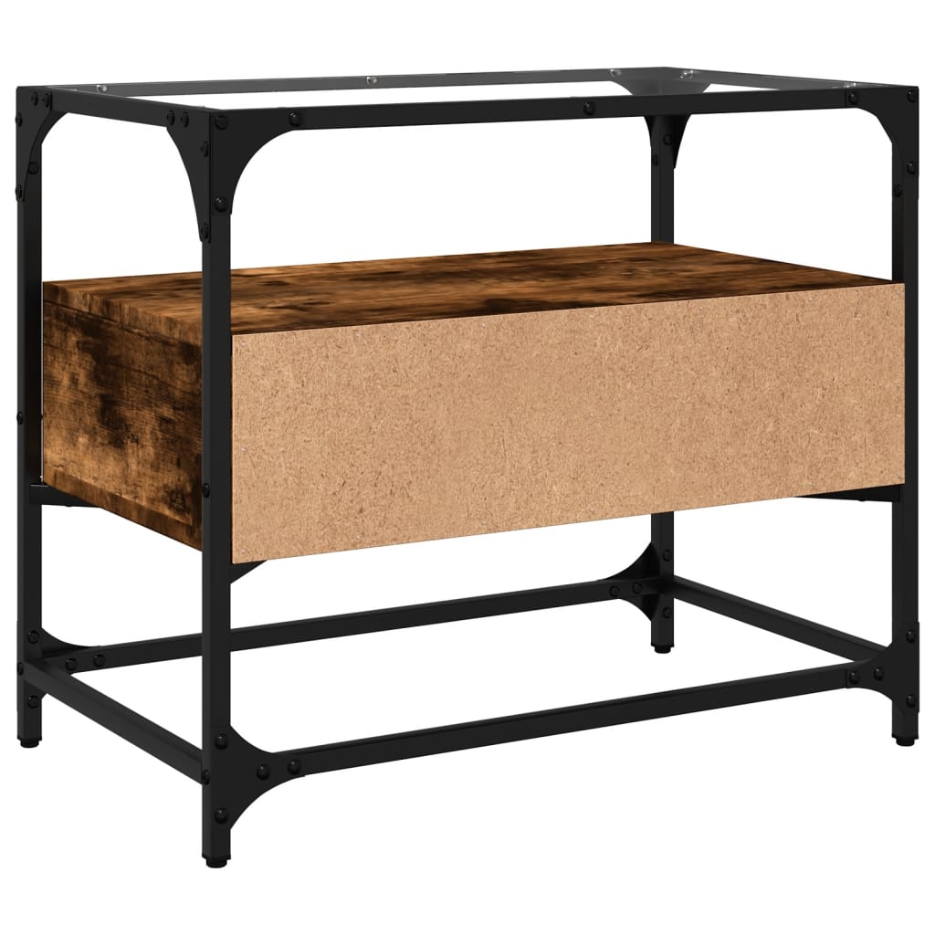 Tv-meubel met glazen blad 60x35x51 cm hout gerookt eikenkleurig is nu te koop bij PeponiXL, paradijselijk wonen!