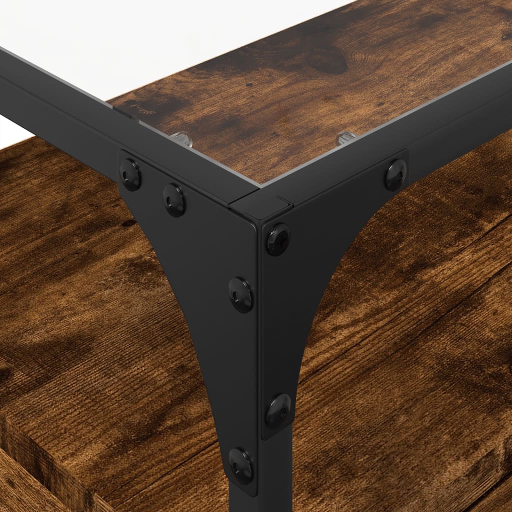 Tv-meubel met glazen blad 60x35x51 cm hout gerookt eikenkleurig is nu te koop bij PeponiXL, paradijselijk wonen!
