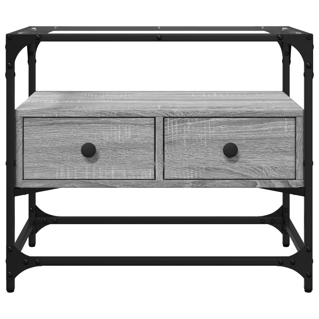 Tv-meubel met glazen blad 60x35x51 cm bewerkt hout grijs sonoma is nu te koop bij PeponiXL, paradijselijk wonen!