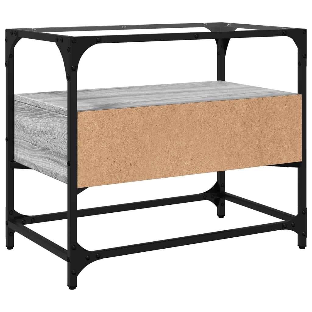 Tv-meubel met glazen blad 60x35x51 cm bewerkt hout grijs sonoma is nu te koop bij PeponiXL, paradijselijk wonen!