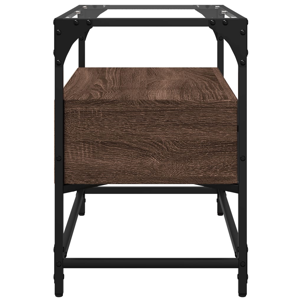 Tv-meubel met glazen blad 60x35x51 cm hout bruin eikenkleurig is nu te koop bij PeponiXL, paradijselijk wonen!