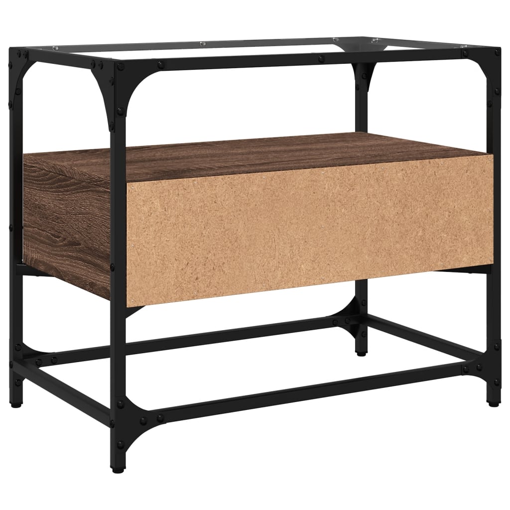 Tv-meubel met glazen blad 60x35x51 cm hout bruin eikenkleurig is nu te koop bij PeponiXL, paradijselijk wonen!