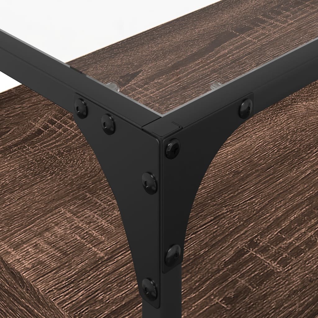 Tv-meubel met glazen blad 60x35x51 cm hout bruin eikenkleurig is nu te koop bij PeponiXL, paradijselijk wonen!