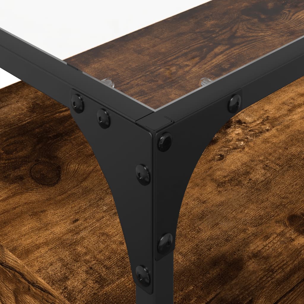 Tv-meubel met glazen blad 80x35x51 cm hout gerookt eikenkleurig is nu te koop bij PeponiXL, paradijselijk wonen!