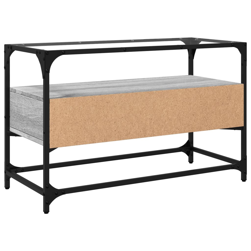 Tv-meubel met glazen blad 80x35x51 cm bewerkt hout grijs sonoma is nu te koop bij PeponiXL, paradijselijk wonen!