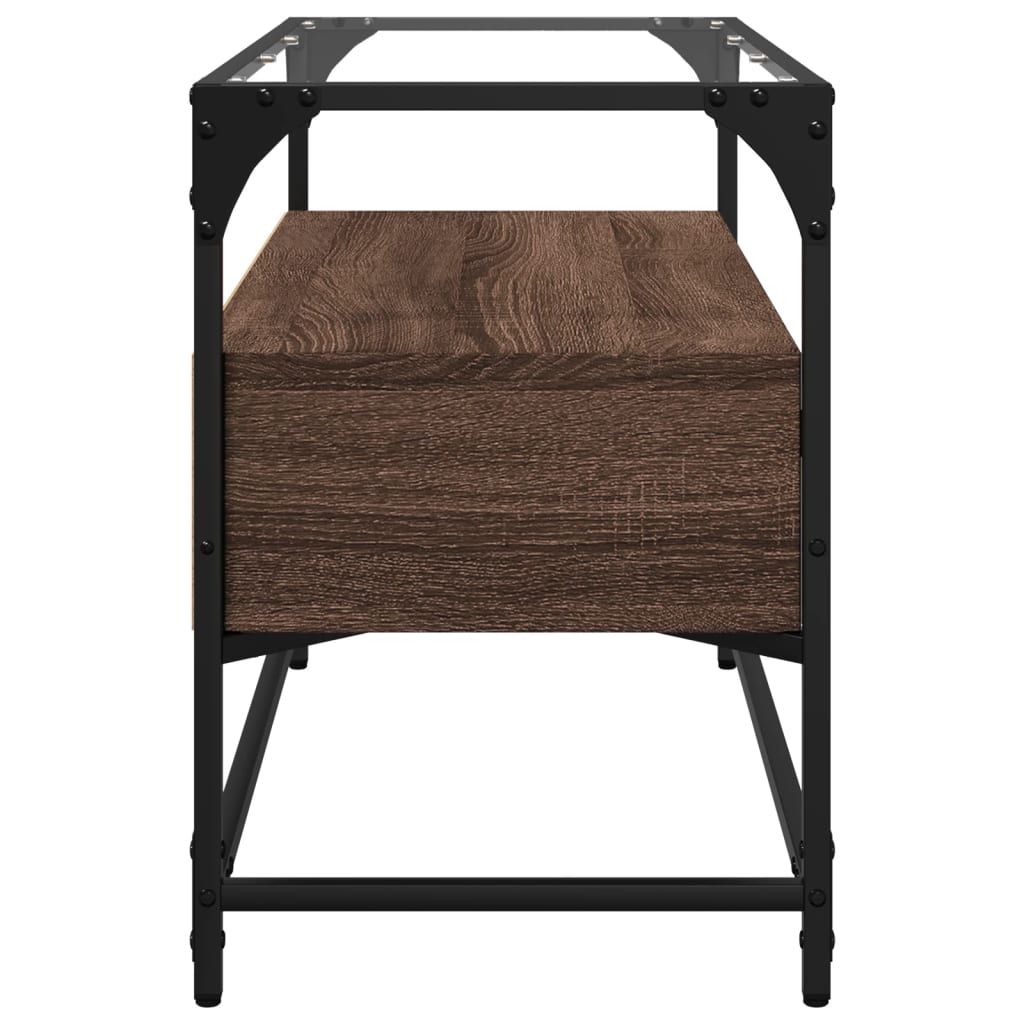 Tv-meubel met glazen blad 80x35x51 cm hout bruin eikenkleurig is nu te koop bij PeponiXL, paradijselijk wonen!