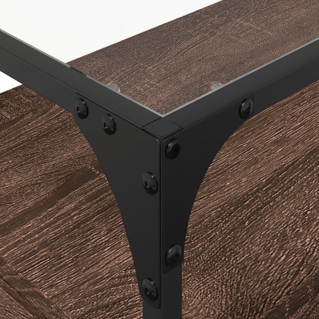 Tv-meubel met glazen blad 80x35x51 cm hout bruin eikenkleurig is nu te koop bij PeponiXL, paradijselijk wonen!