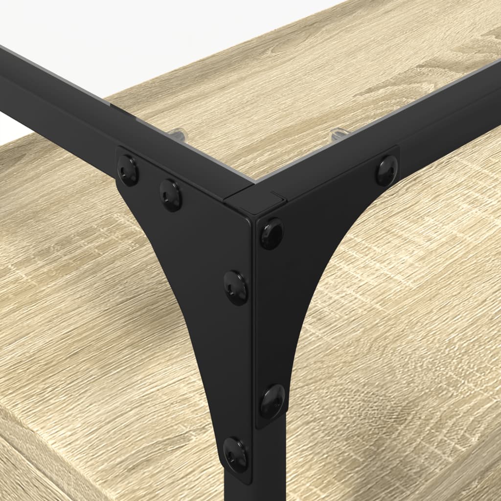 Tv-meubel met glazen blad 98x35x51 cm bewerkt hout sonoma eiken is nu te koop bij PeponiXL, paradijselijk wonen!