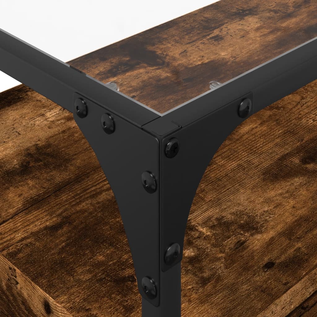 Tv-meubel met glazen blad 98x35x51 cm hout gerookt eikenkleurig is nu te koop bij PeponiXL, paradijselijk wonen!