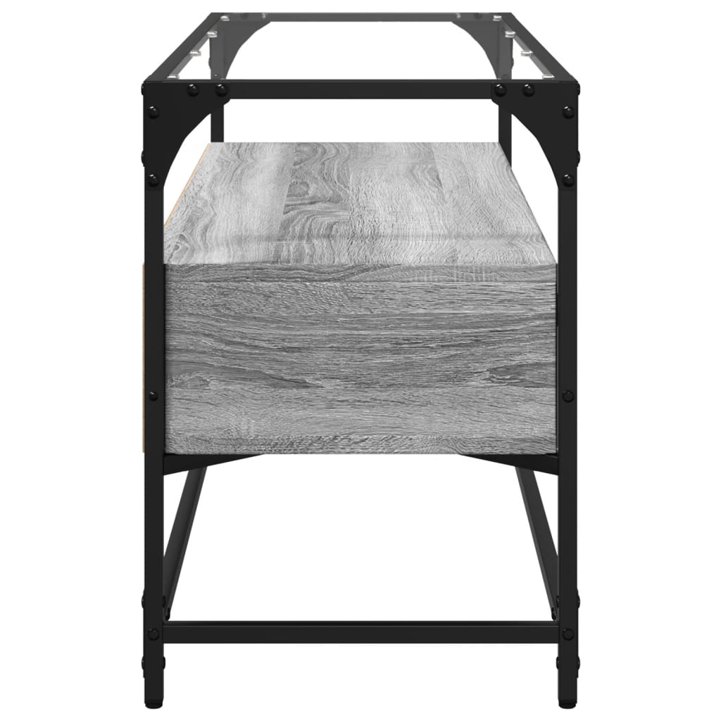 Tv-meubel met glazen blad 98x35x51 cm bewerkt hout grijs sonoma is nu te koop bij PeponiXL, paradijselijk wonen!