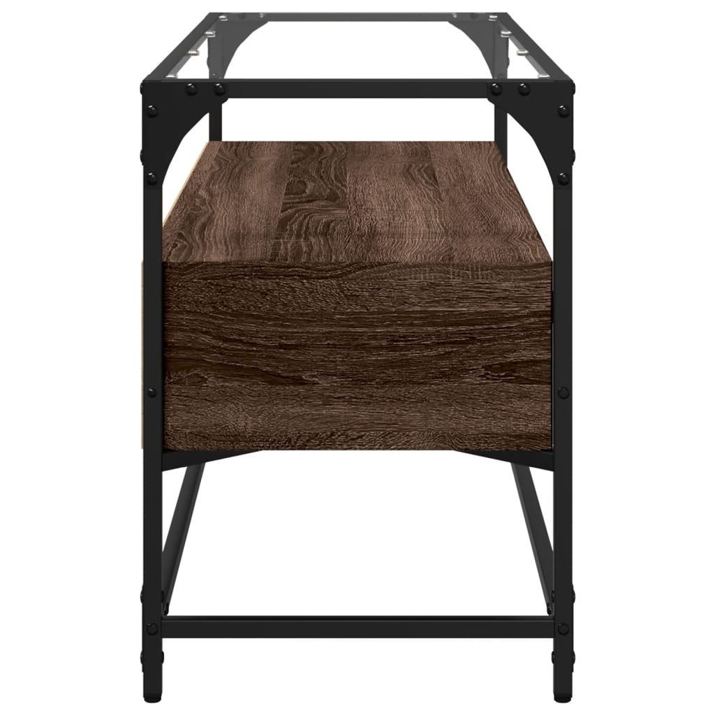 Tv-meubel met glazen blad 98x35x51 cm hout bruin eikenkleurig is nu te koop bij PeponiXL, paradijselijk wonen!