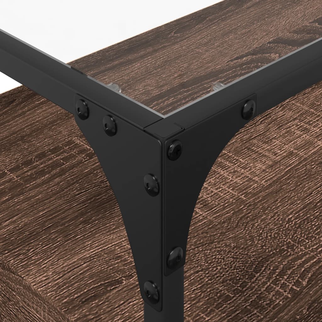 Tv-meubel met glazen blad 98x35x51 cm hout bruin eikenkleurig is nu te koop bij PeponiXL, paradijselijk wonen!