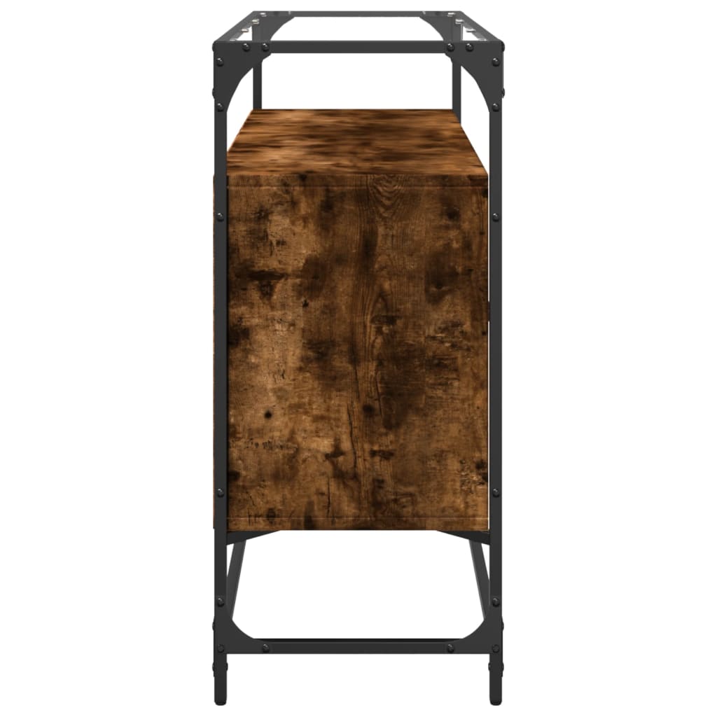 Dressoir met glazen blad 98x35x81 cm hout gerookt eikenkleurig is nu te koop bij PeponiXL, paradijselijk wonen!