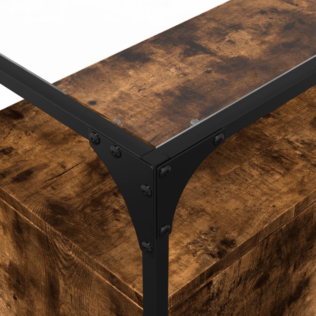 Dressoir met glazen blad 98x35x81 cm hout gerookt eikenkleurig is nu te koop bij PeponiXL, paradijselijk wonen!