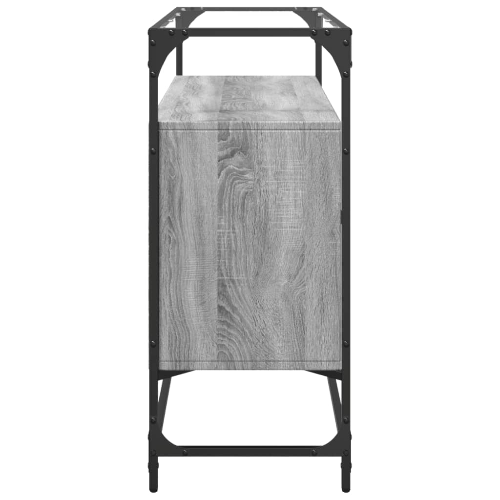 Dressoir met glazen blad 98x35x81 cm bewerkt hout grijs sonoma is nu te koop bij PeponiXL, paradijselijk wonen!