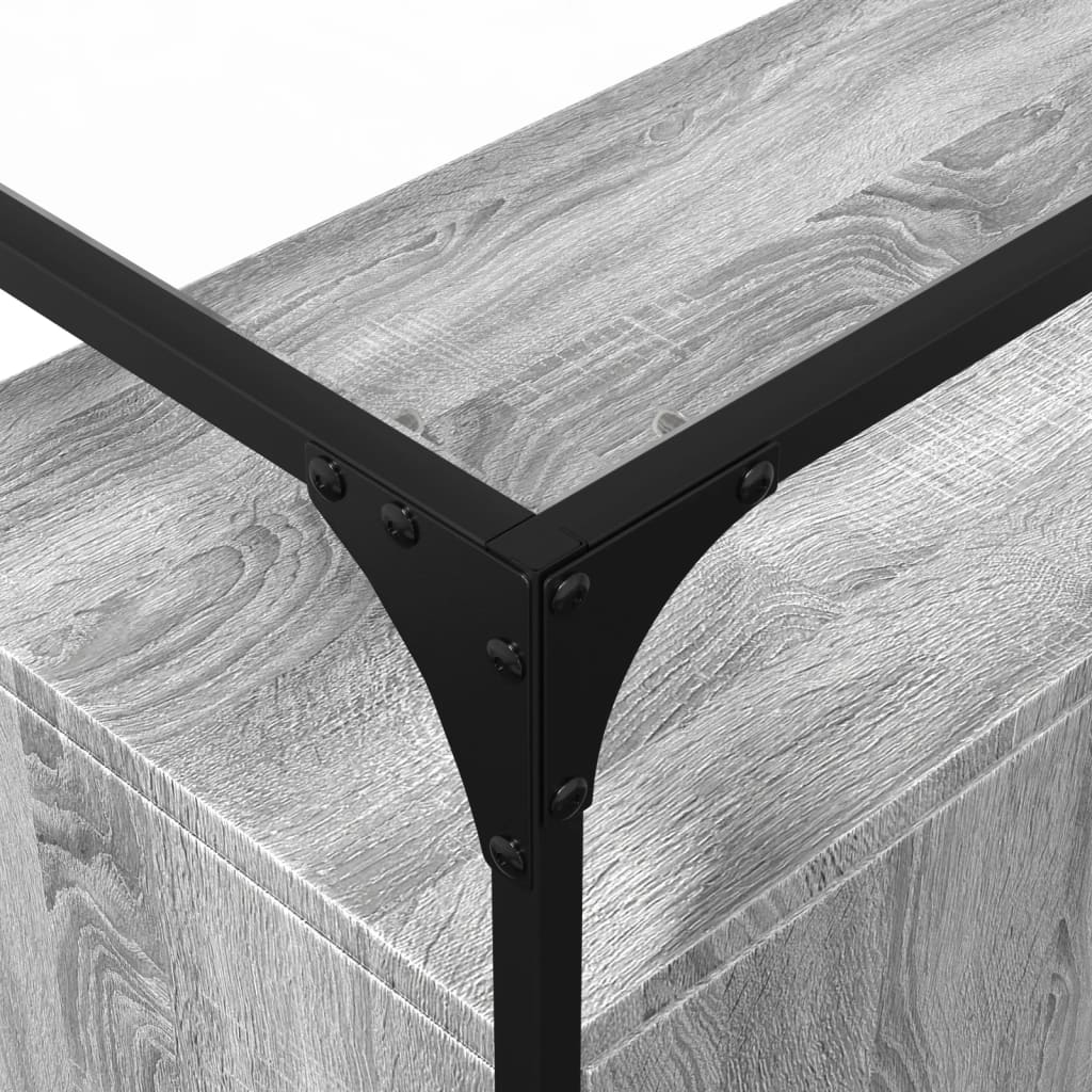 Dressoir met glazen blad 98x35x81 cm bewerkt hout grijs sonoma is nu te koop bij PeponiXL, paradijselijk wonen!
