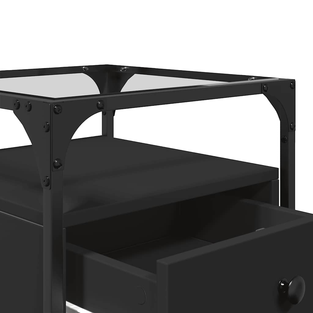 Nachtkastje 40x40x55 cm bewerkt hout zwart is nu te koop bij PeponiXL, paradijselijk wonen!