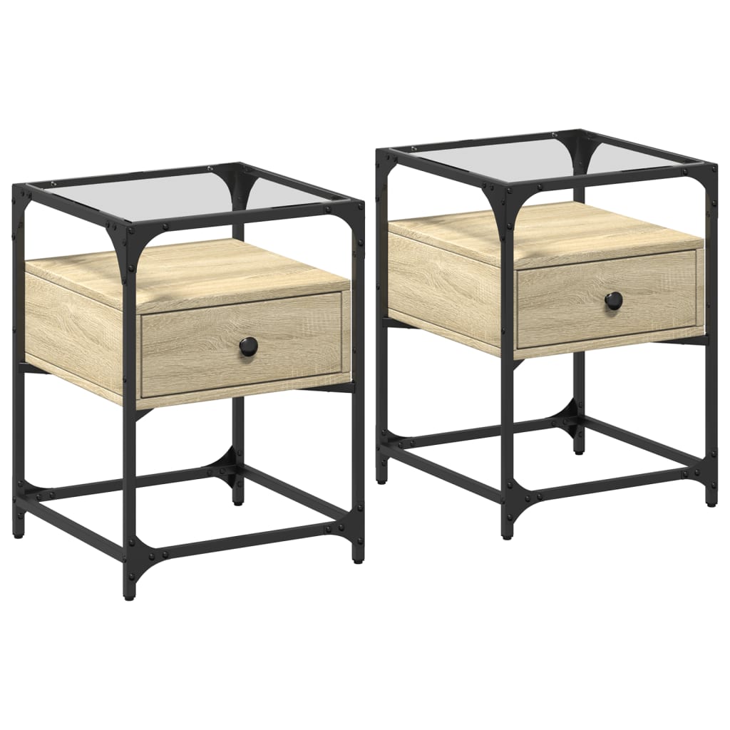 Nachtkastjes 2 st 40x40x55 cm bewerkt hout sonoma eikenkleurig is nu te koop bij PeponiXL, paradijselijk wonen!