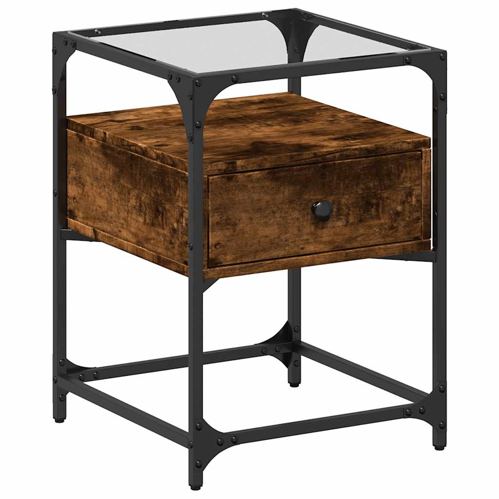 Nachtkastje 40x40x55 cm bewerkt hout gerookt eikenkleurig is nu te koop bij PeponiXL, paradijselijk wonen!