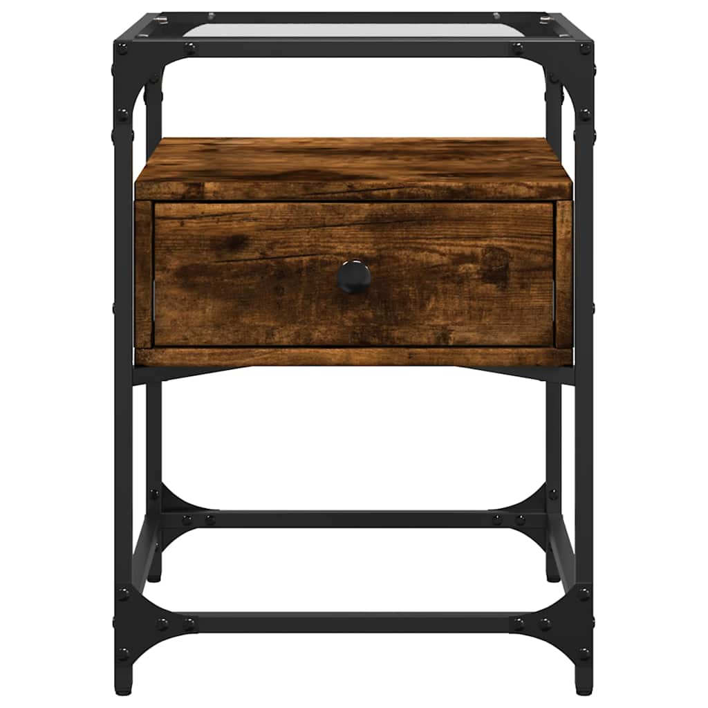 Nachtkastje 40x40x55 cm bewerkt hout gerookt eikenkleurig is nu te koop bij PeponiXL, paradijselijk wonen!