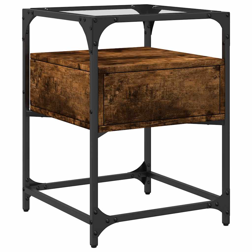 Nachtkastje 40x40x55 cm bewerkt hout gerookt eikenkleurig is nu te koop bij PeponiXL, paradijselijk wonen!