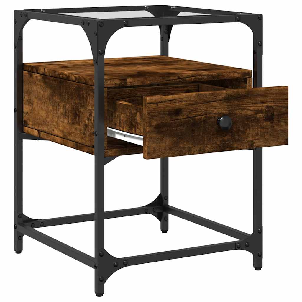 Nachtkastje 40x40x55 cm bewerkt hout gerookt eikenkleurig is nu te koop bij PeponiXL, paradijselijk wonen!