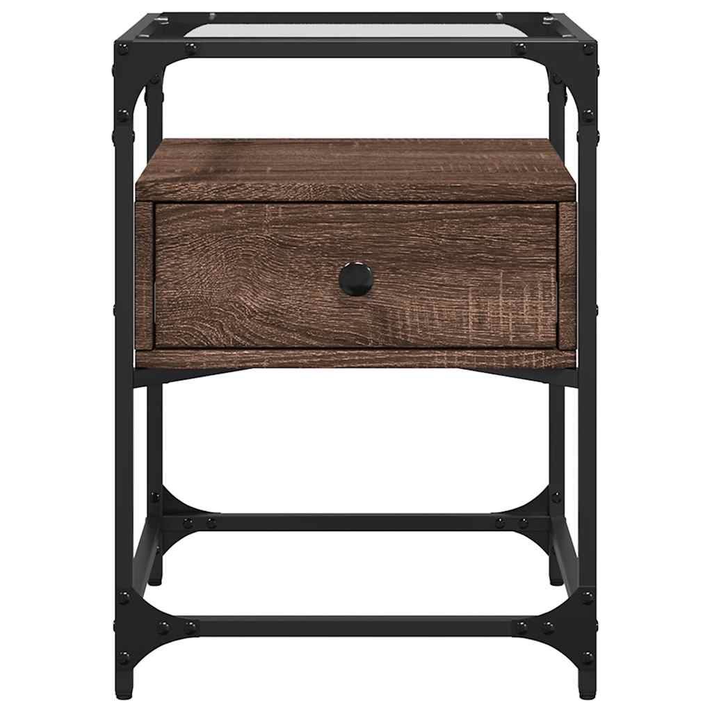 Nachtkastje 40x40x55 cm bewerkt hout bruin eikenkleur is nu te koop bij PeponiXL, paradijselijk wonen!