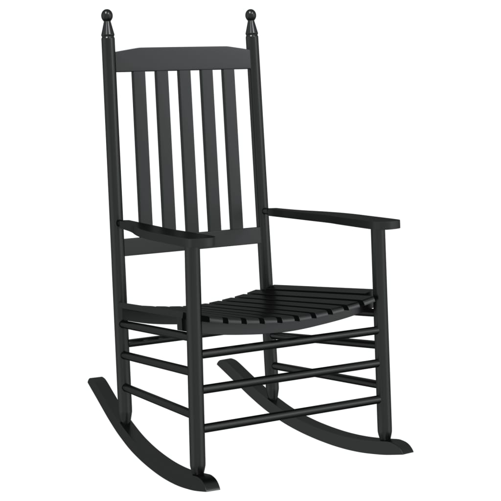 Schommelstoel met inklapbare tafel massief populierenhout zwart is nu te koop bij PeponiXL, paradijselijk wonen!