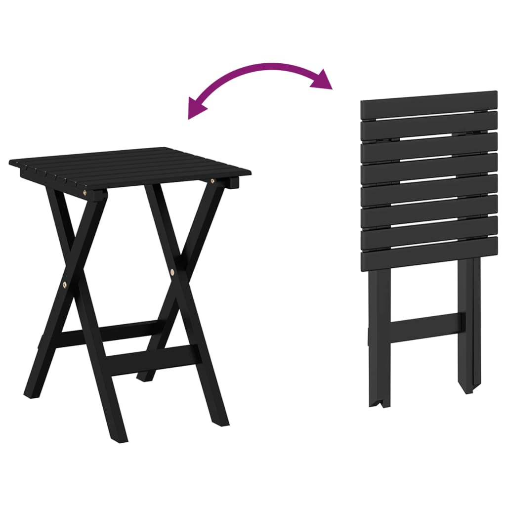 Schommelstoel met inklapbare tafel massief populierenhout zwart is nu te koop bij PeponiXL, paradijselijk wonen!