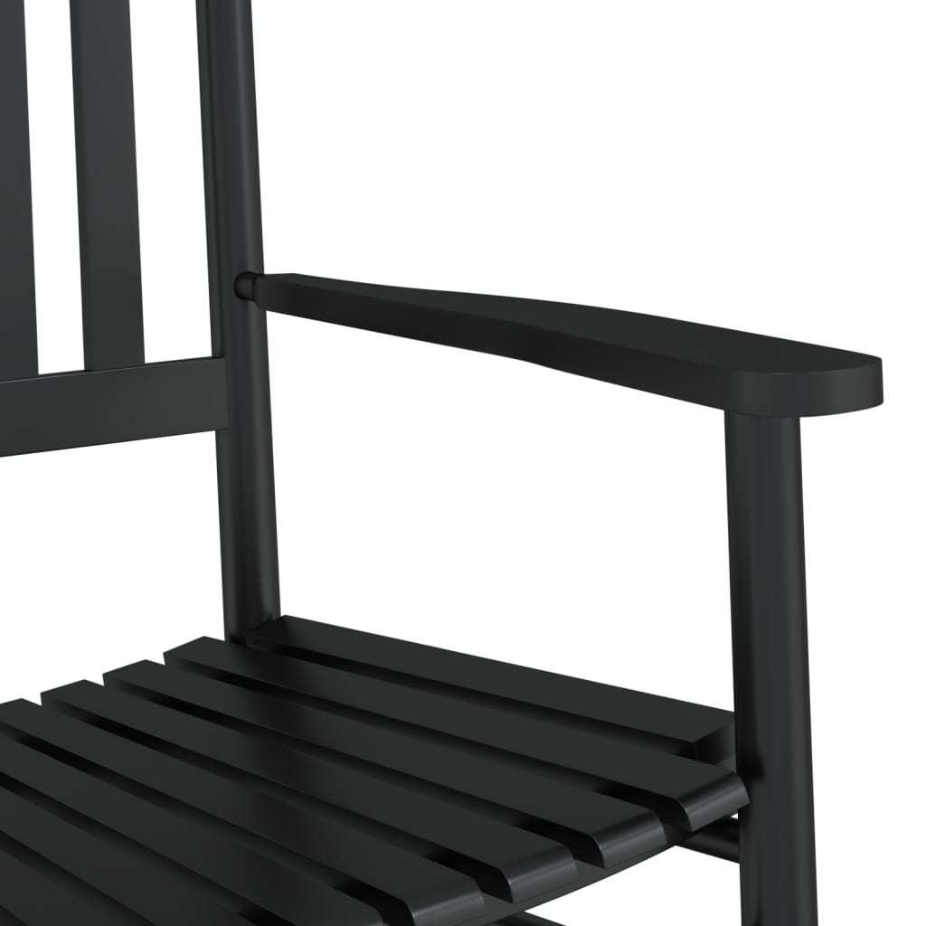 Schommelstoel met inklapbare tafel massief populierenhout zwart is nu te koop bij PeponiXL, paradijselijk wonen!