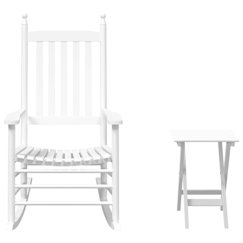 Schommelstoel met inklapbare tafel massief populierenhout wit is nu te koop bij PeponiXL, paradijselijk wonen!