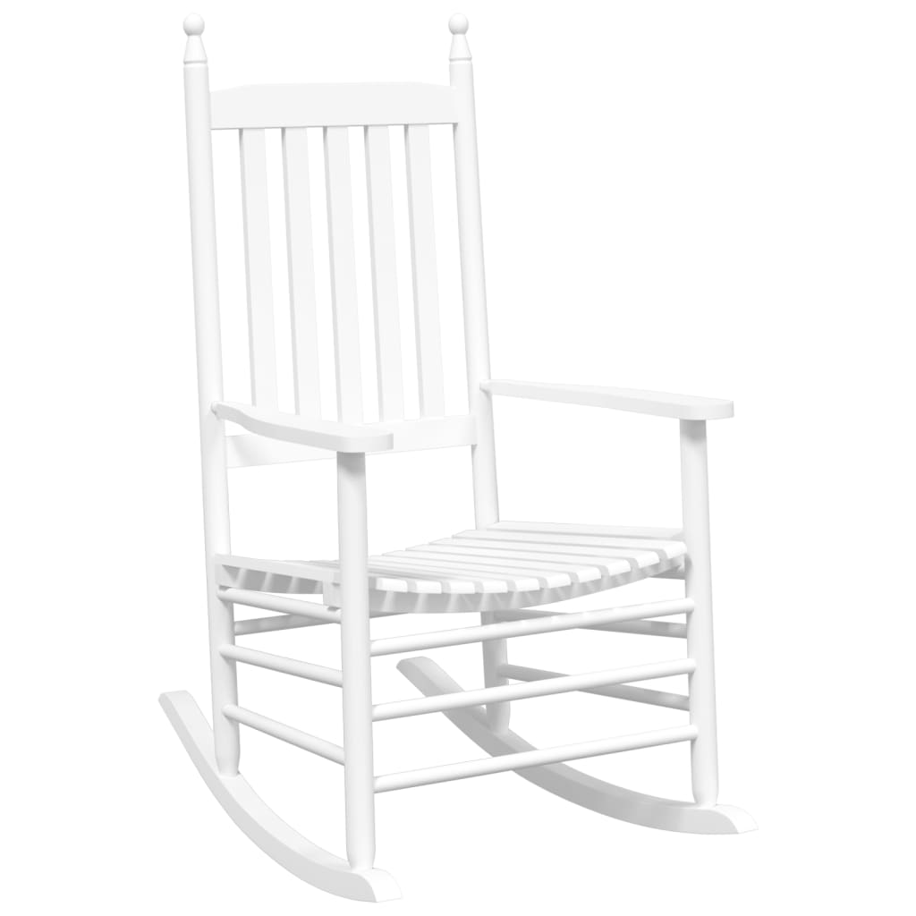 Schommelstoel met inklapbare tafel massief populierenhout wit is nu te koop bij PeponiXL, paradijselijk wonen!