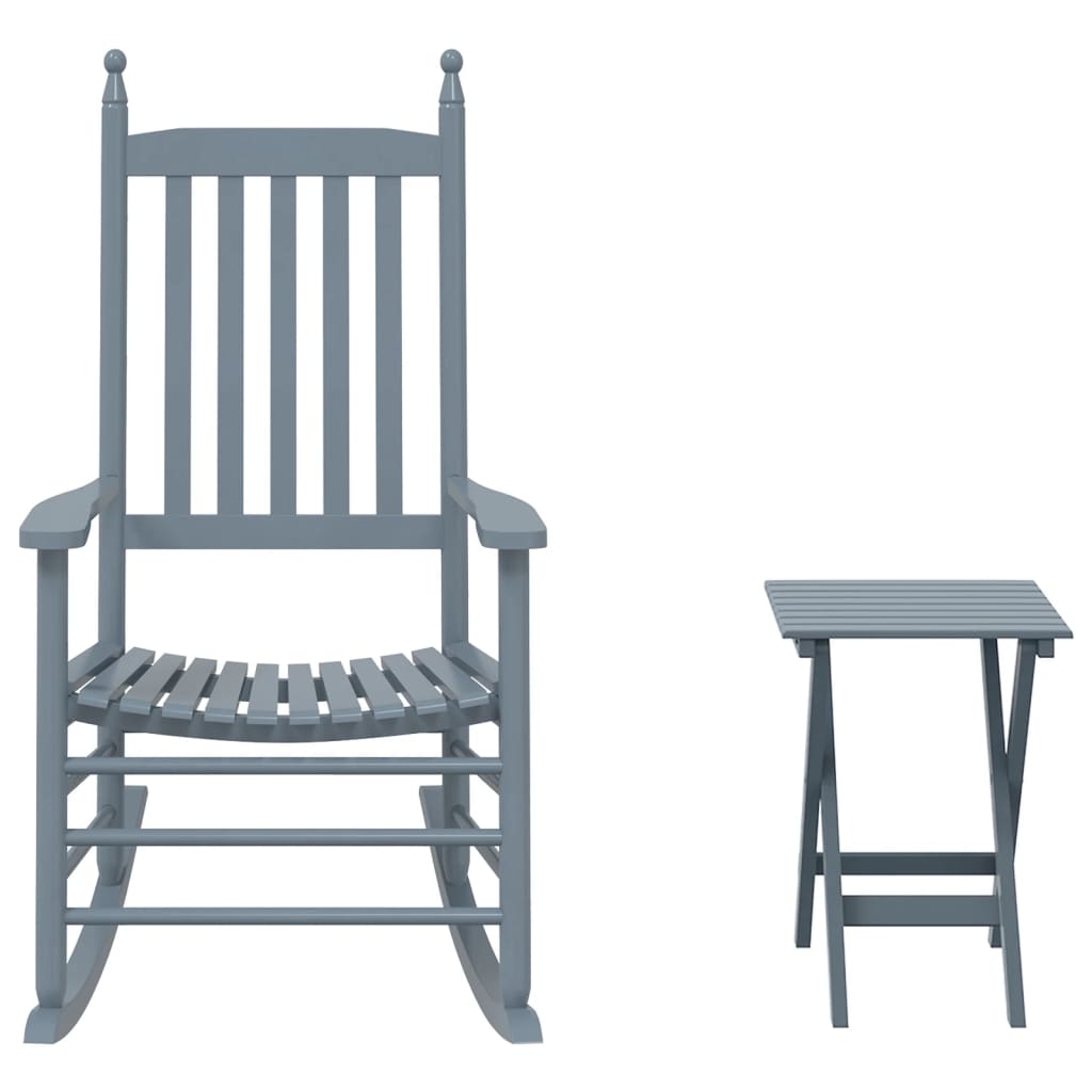 Schommelstoel met inklapbare tafel massief populierenhout grijs is nu te koop bij PeponiXL, paradijselijk wonen!