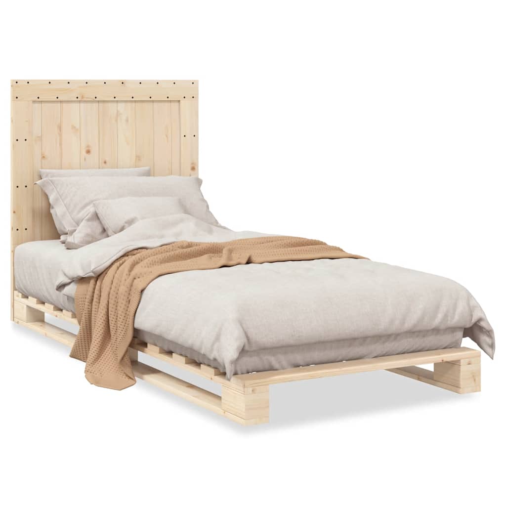 Bedframe met hoofdbord massief grenenhout 90x200 cm is nu te koop bij PeponiXL, paradijselijk wonen!